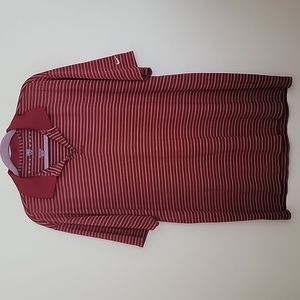Nike Golf Burgundy Wine Striped Polo Short Sleeve Shirt XL